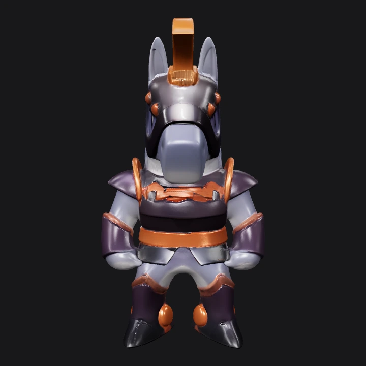 cartoon knight horse in armor. smooth edges, simple geometry, game-ready, character, symmetric geometry.