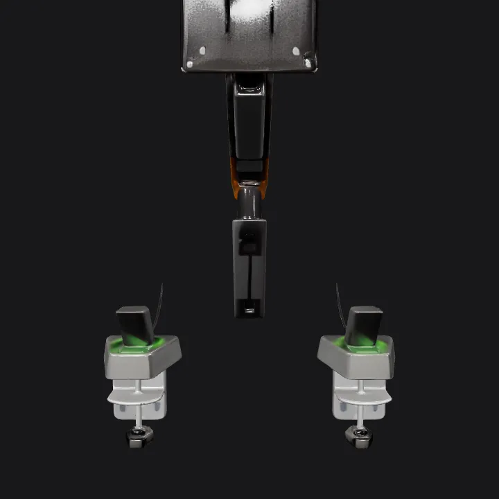 Adjustable monitor arm for desk mount. sharp edges, simple geometry, game-ready, symmetric geometry.