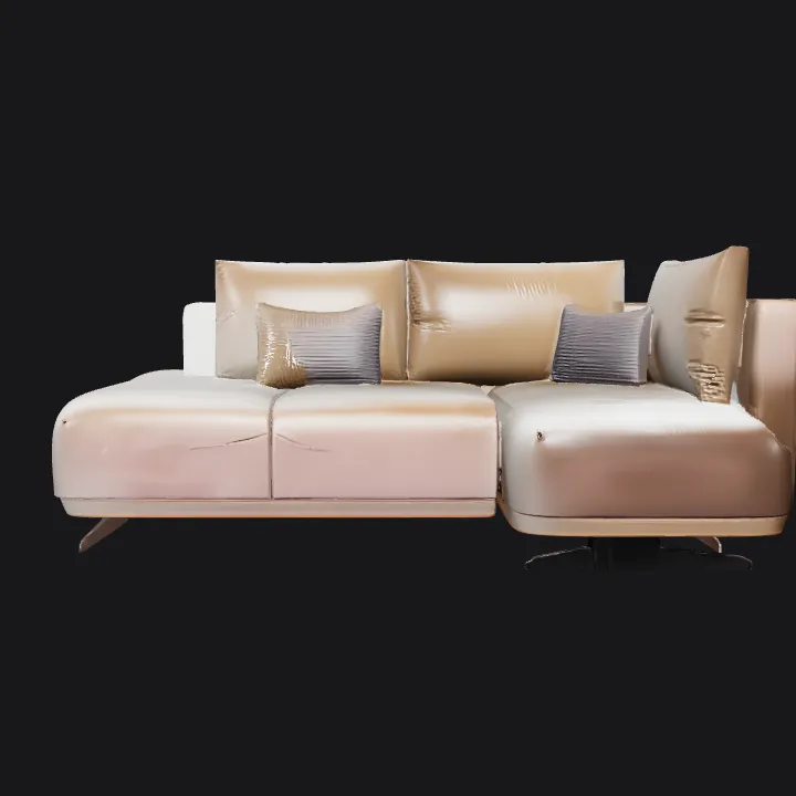 Modern sectional sofa with cushions. smooth edges, complex geometry, game-ready.