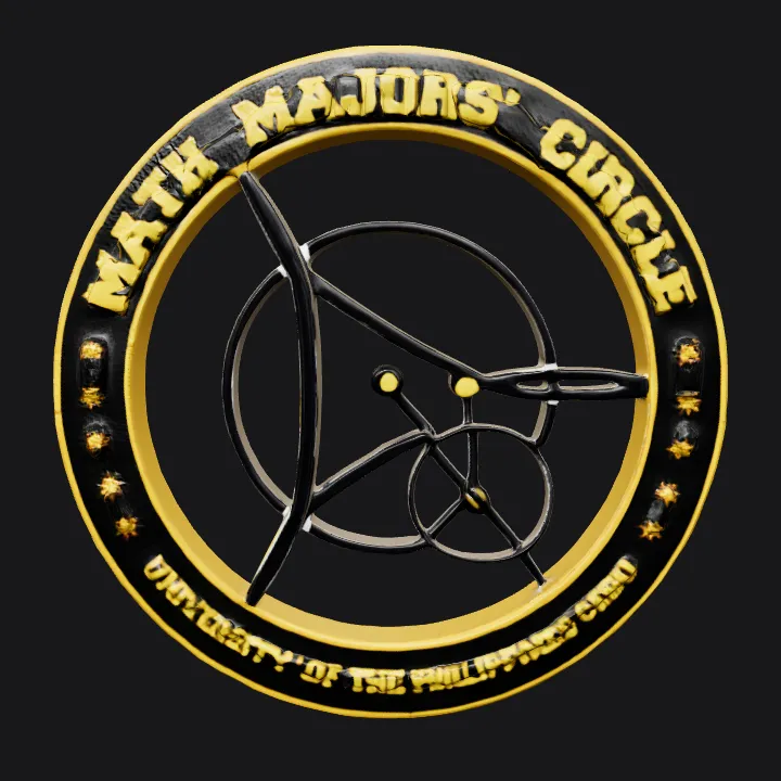 Math Majors' Circle university emblem logo. sharp edges, smooth edges, simple geometry, symmetric geometry.