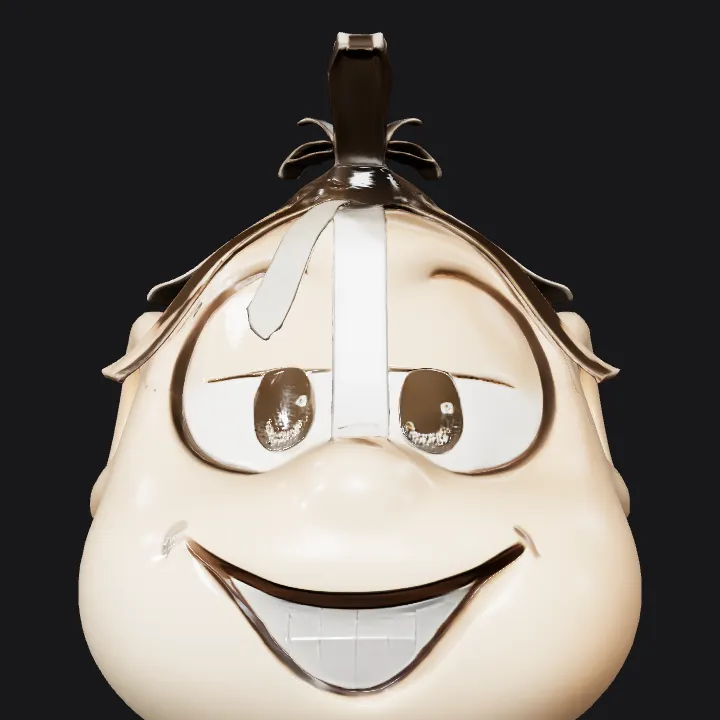 cartoonish ear with hair. smooth edges, simple geometry.