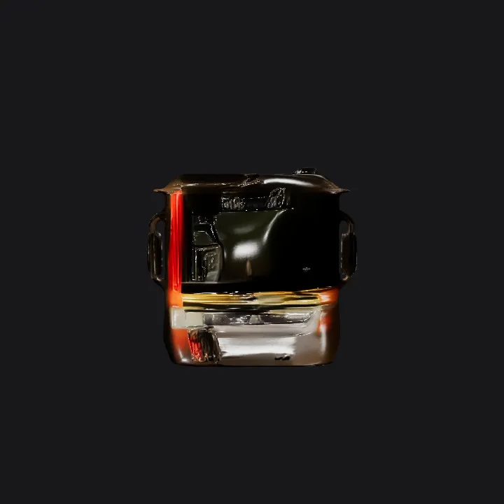 fire truck on a street. complex geometry, sharp edges, symmetric geometry.