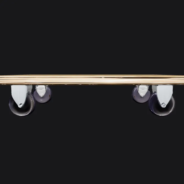 Flat wooden dolly with four caster wheels. smooth edges, simple geometry, symmetric geometry.