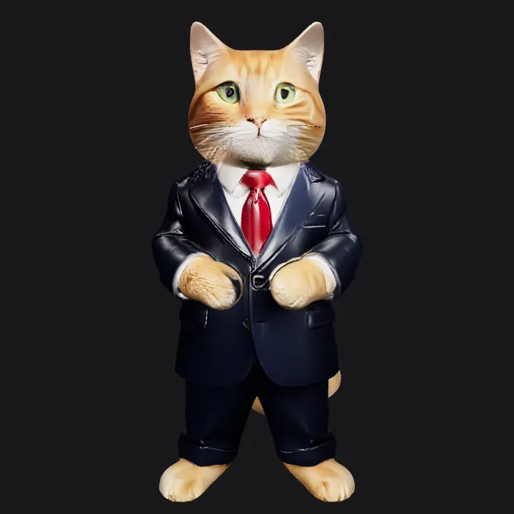 Cat dressed in business suit. smooth edges, complex geometry, character.
