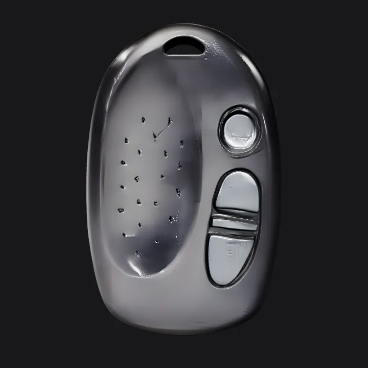 Jaguar car key fob case. smooth edges, simple geometry, symmetric geometry.