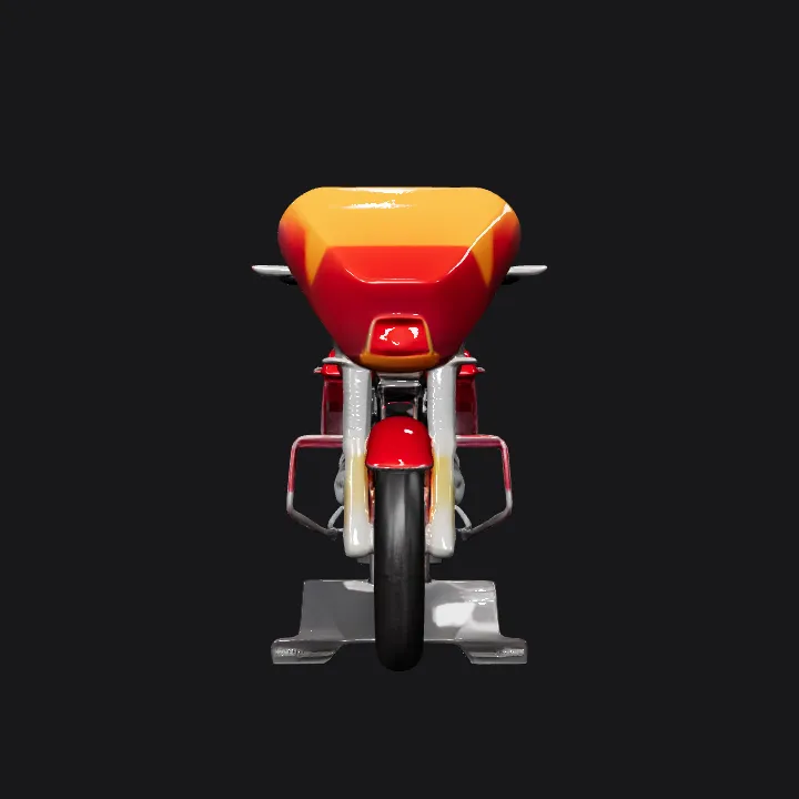 red touring motorcycle with windshield. sharp edges, complex geometry, game-ready, symmetric geometry.