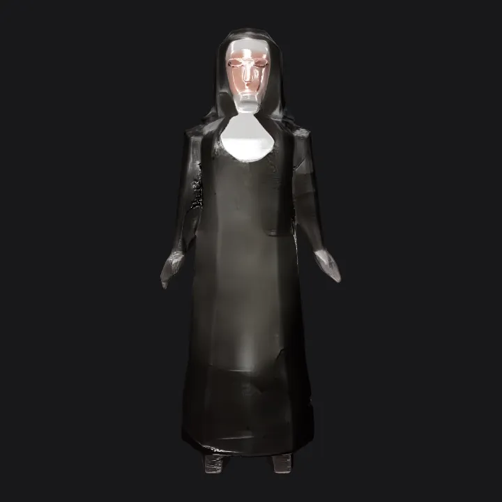 Person in a nun's habit. smooth edges, simple geometry, character, symmetric geometry.