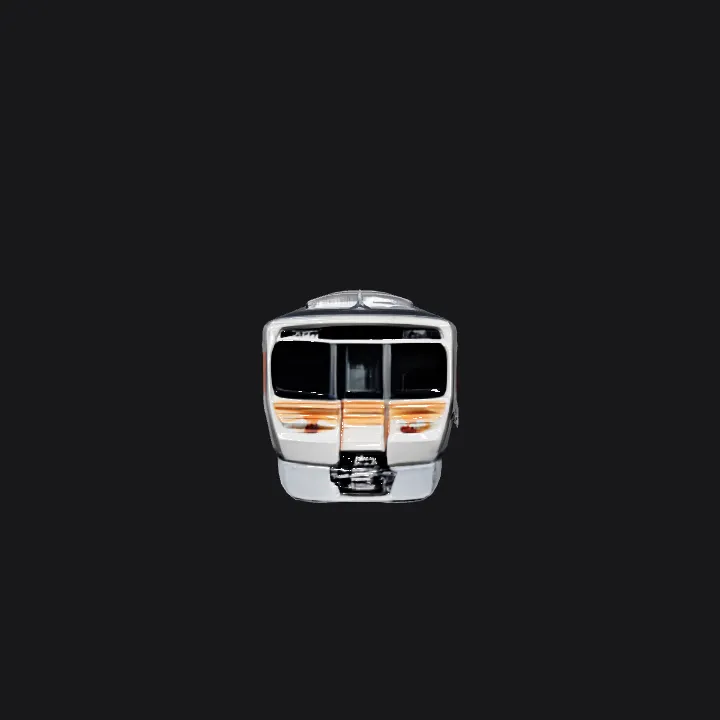 A modern passenger train on railway tracks. complex geometry, sharp edges, game-ready, symmetric geometry.