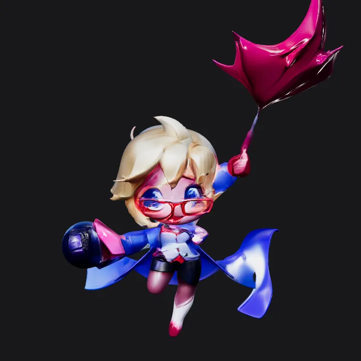 Cartoon mage casting spell. complex geometry, smooth edges, game-ready, character.