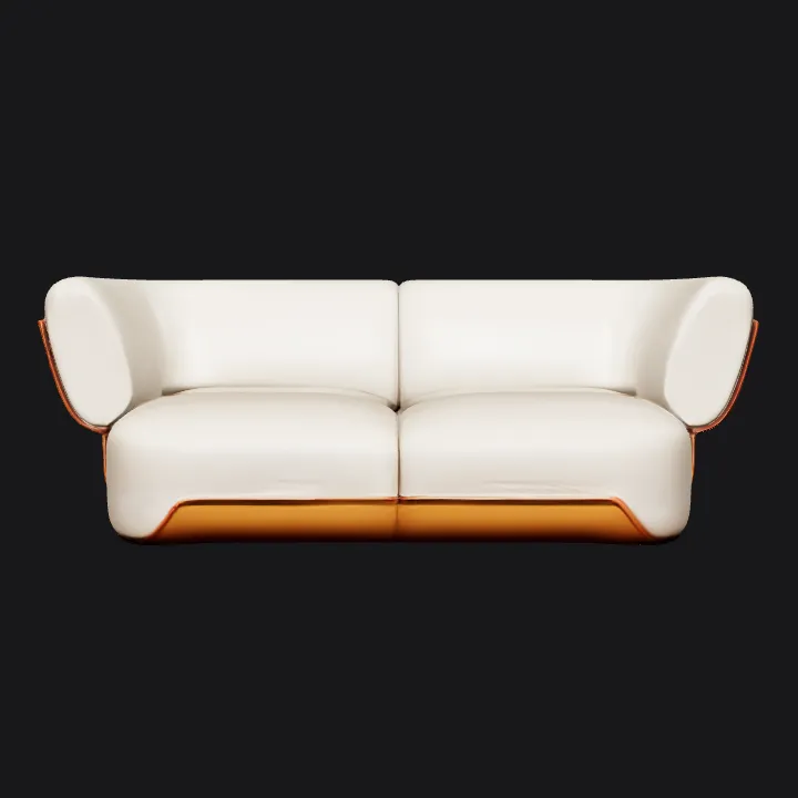modern beige and brown sofa. smooth edges, complex geometry.