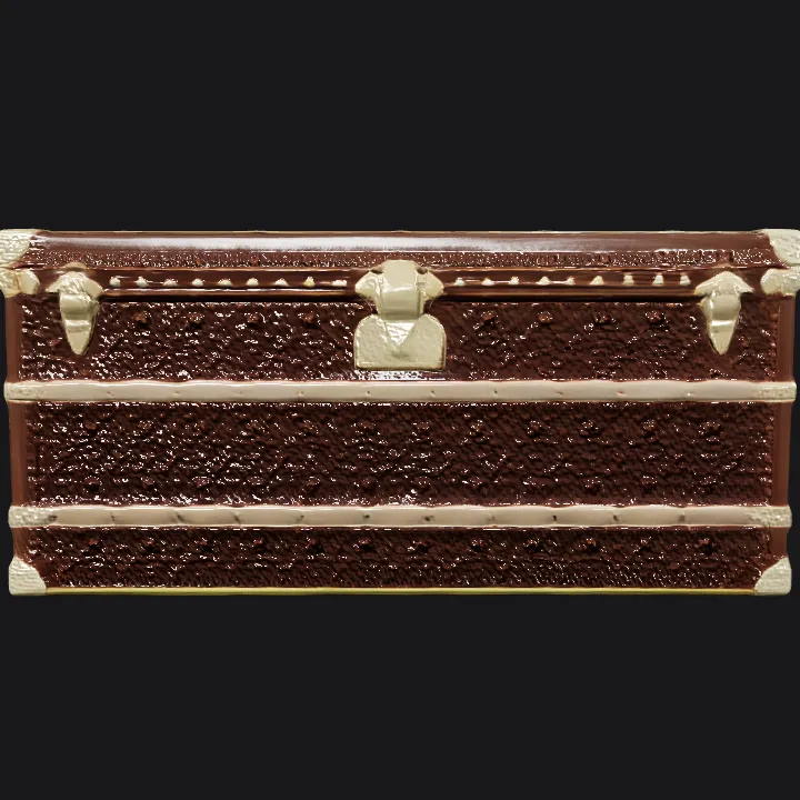 Luxury vintage storage trunk with gold hardware. sharp edges, complex geometry, game-ready, symmetric geometry.