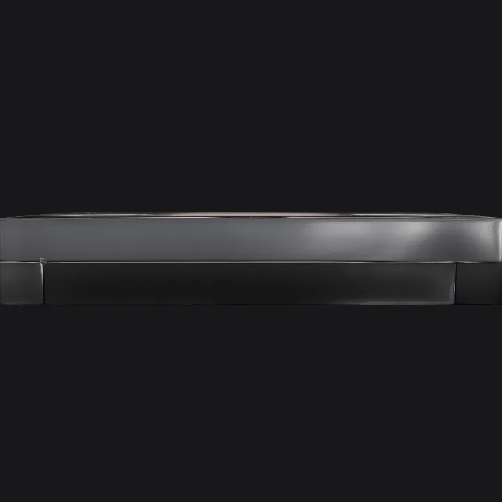 black VHS cassette tape with label. sharp edges, simple geometry, symmetric geometry.