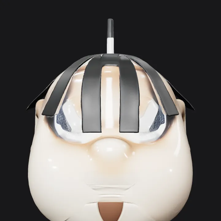 Cartoon human head with black hair. smooth edges, simple geometry, character, symmetric geometry.
