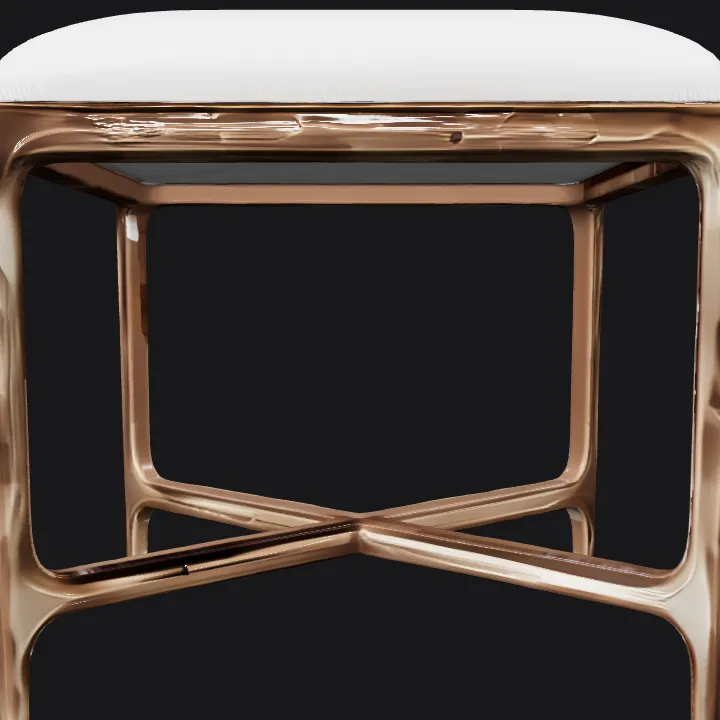Modern stool with metal frame and cushion. smooth edges, simple geometry, symmetric geometry.