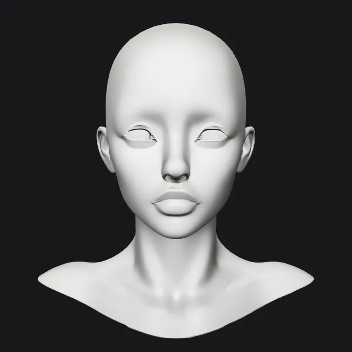 bald human bust model. smooth edges, simple geometry, character, symmetric geometry.