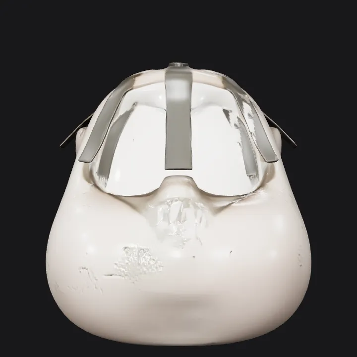 Smiling cartoon face mask. smooth edges, simple geometry, character, symmetric geometry.