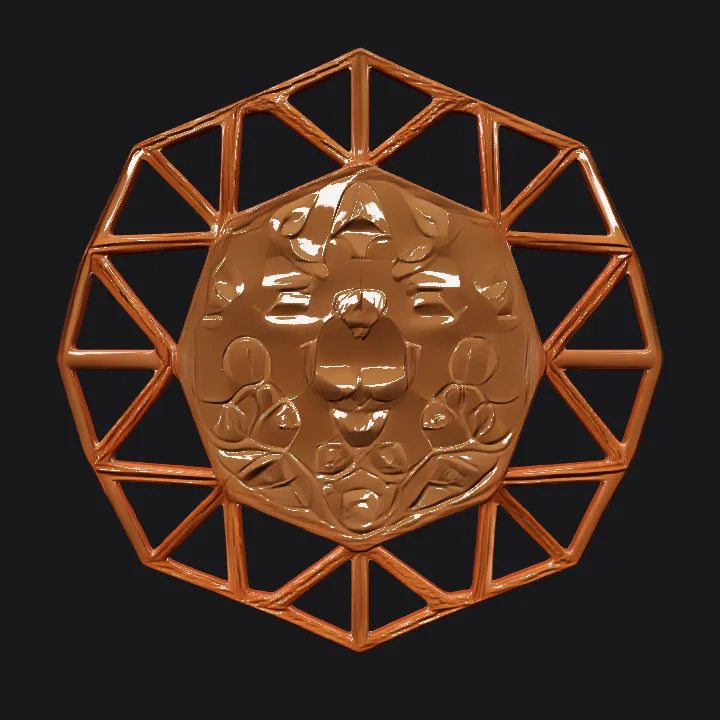 Geometric decorative mirror frame. sharp edges, simple geometry, symmetric geometry.