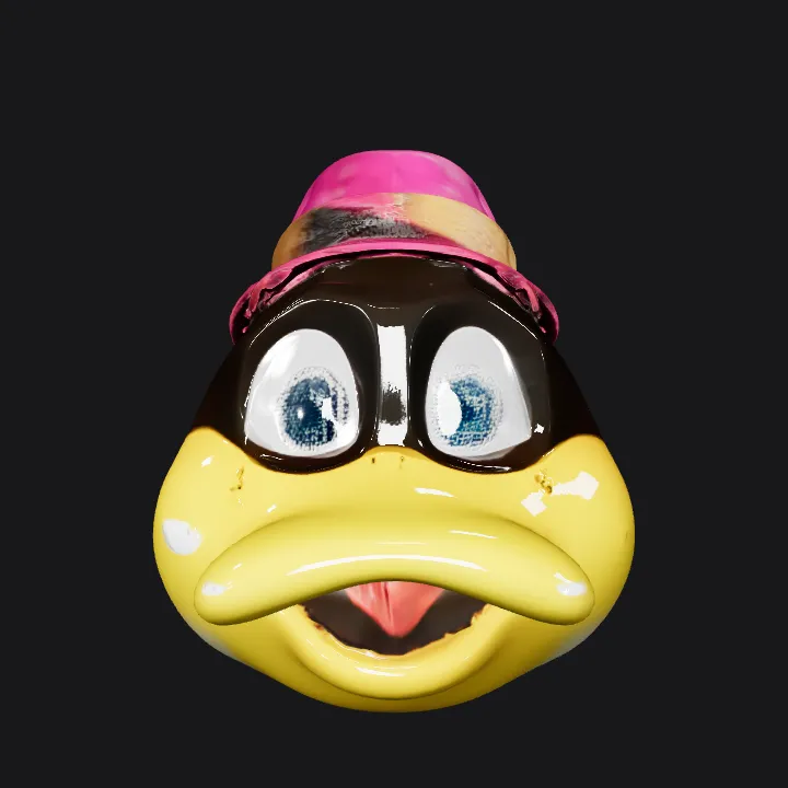 Cartoon penguin head with beanie. smooth edges, simple geometry, character, symmetric geometry.