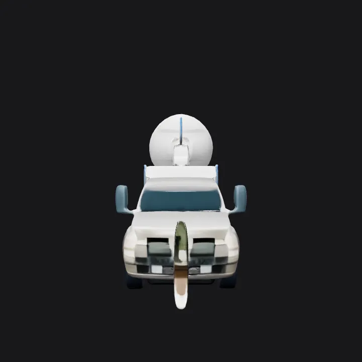 white utility truck with equipment. sharp edges, complex geometry.