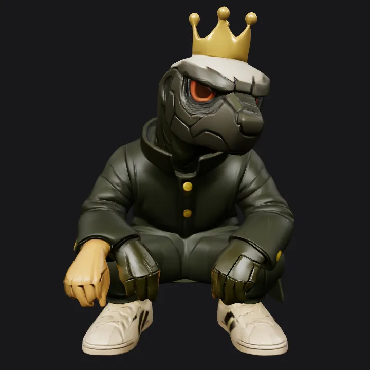 Male student in school uniform squatting. smooth edges, simple geometry, character.