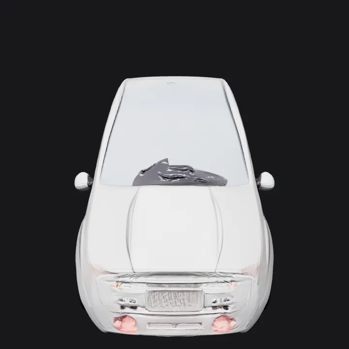 silver compact car parked outdoors. smooth edges, complex geometry, game-ready, symmetric geometry.
