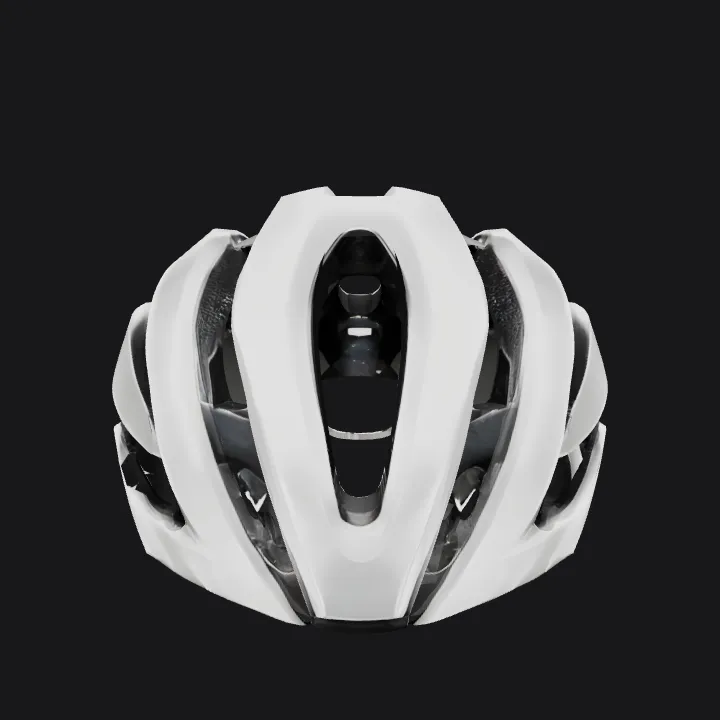 White and black bicycle helmet. sharp edges, complex geometry, symmetric geometry.