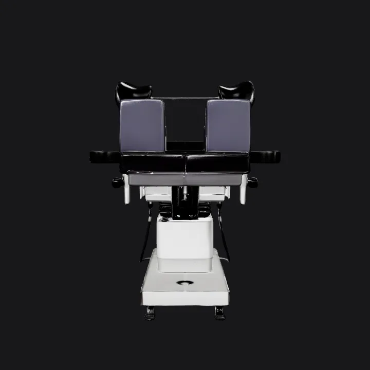 hospital operating table with adjustable parts. sharp edges, complex geometry, symmetric geometry.