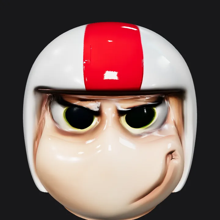 White helmet with red stripe. smooth edges, simple geometry, symmetric geometry.