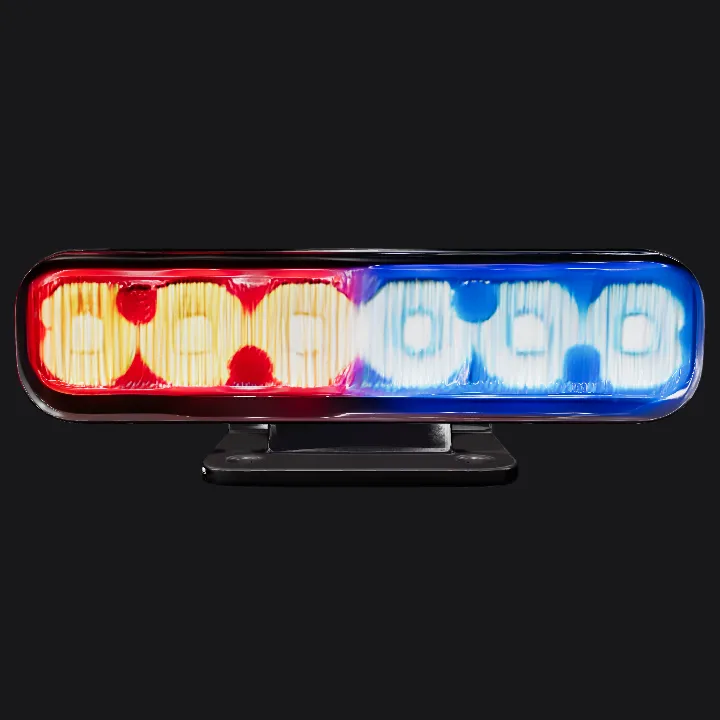 LED emergency vehicle light bar. simple geometry, sharp edges, symmetric geometry.