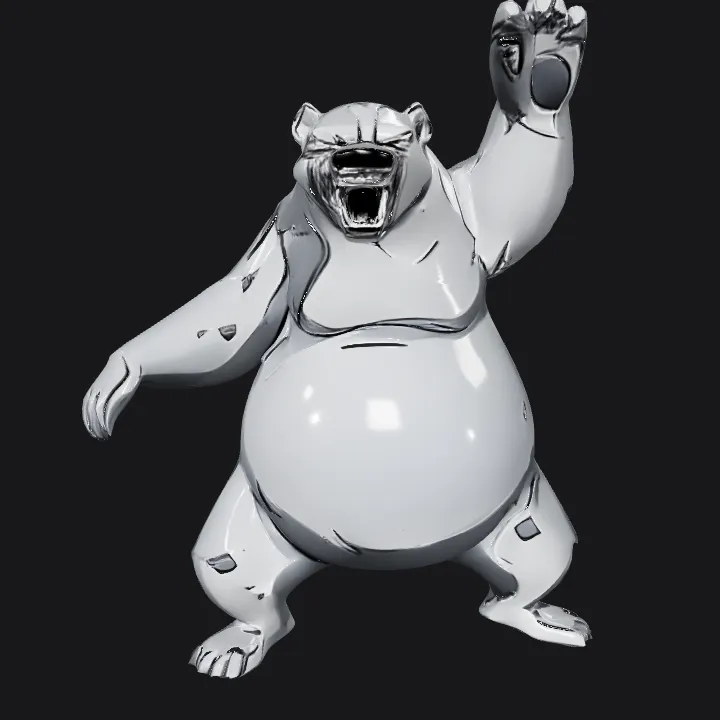 Ferocious roaring bear character. sharp edges, complex geometry, game-ready, character.
