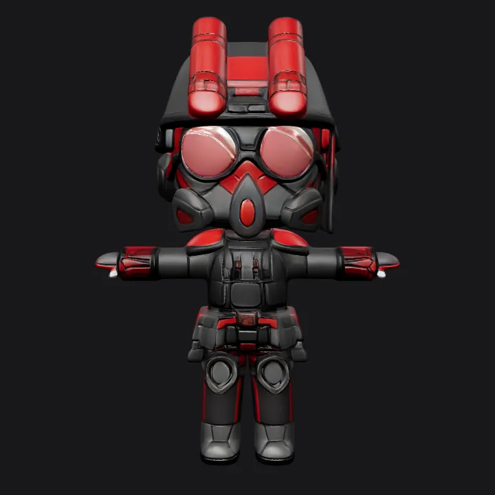 Cartoon soldier in tactical gear. smooth edges, complex geometry, game-ready, character, symmetric geometry.