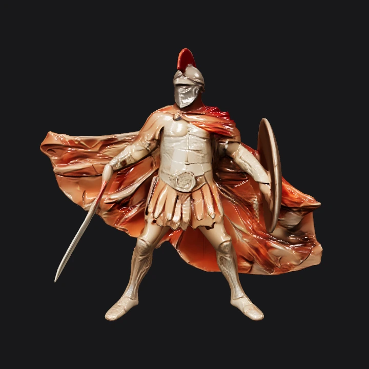 Ancient Roman soldier in armor with shield. sharp edges, complex geometry, game-ready, character.
