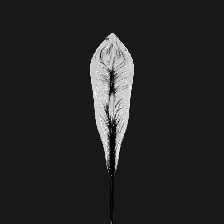 Single peacock feather illustration. sharp edges, simple geometry.