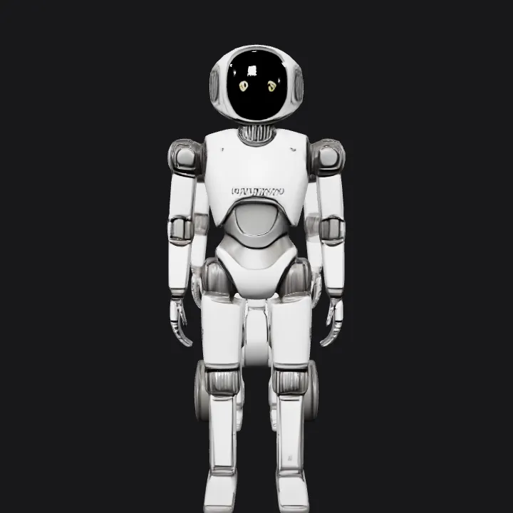 humanoid robot with wheels. smooth edges, complex geometry, game-ready, character, symmetric geometry.