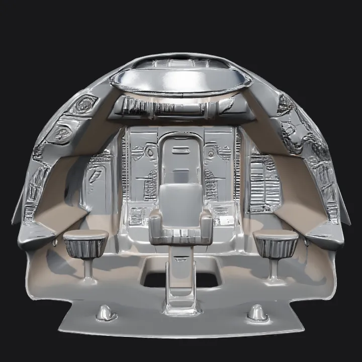 Submarine cockpit interior with control panels. sharp edges, complex geometry, game-ready, symmetric geometry.
