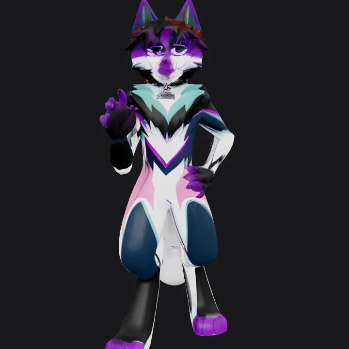 Anthropomorphic wolf character with colorful fur. smooth edges, complex geometry, character.