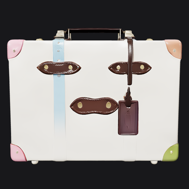 Colorful vintage suitcase. sharp edges, simple geometry, game-ready, symmetric geometry.