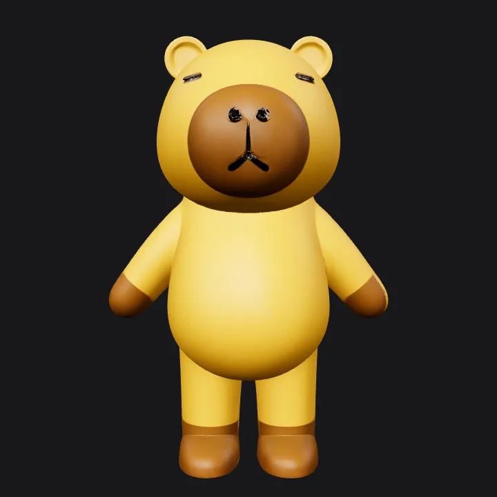 Cartoon bear character standing upright. smooth edges, simple geometry, character, symmetric geometry.