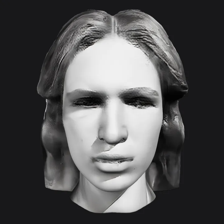 person with long wavy hair. smooth edges, complex geometry, character.