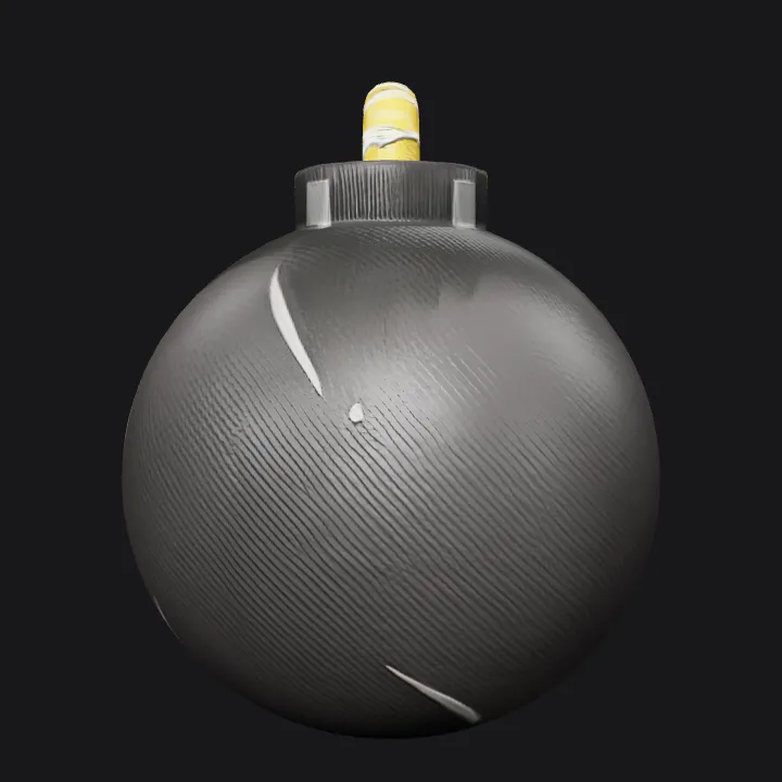 cartoon black bomb with fuse. simple geometry, smooth edges, symmetric geometry.