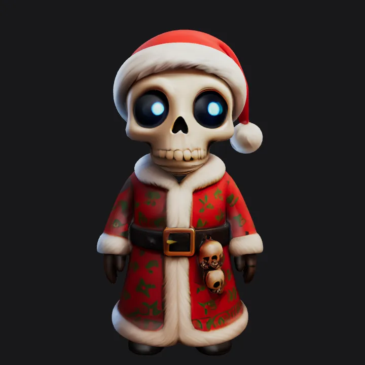 Santa Claus cartoon figurine in festive outfit. smooth edges, complex geometry, game-ready, character, symmetric geometry.