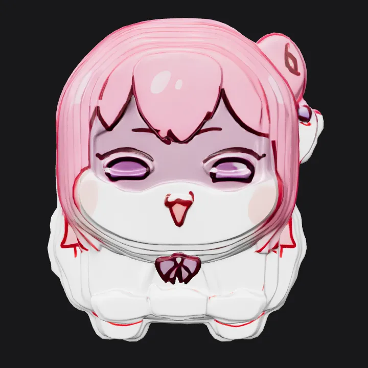 cute cartoon pink creature with small limbs. smooth edges, simple geometry, character, symmetric geometry.