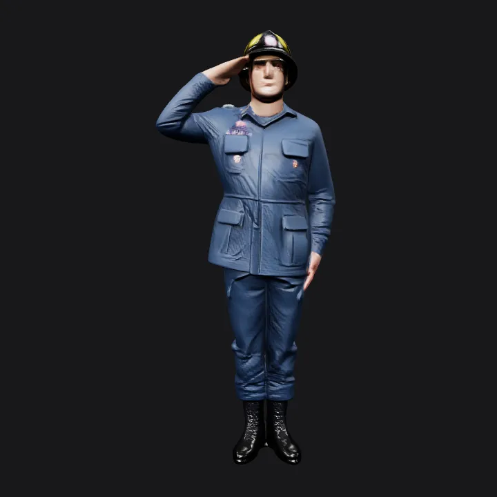 person in military uniform saluting. smooth edges, complex geometry, character.