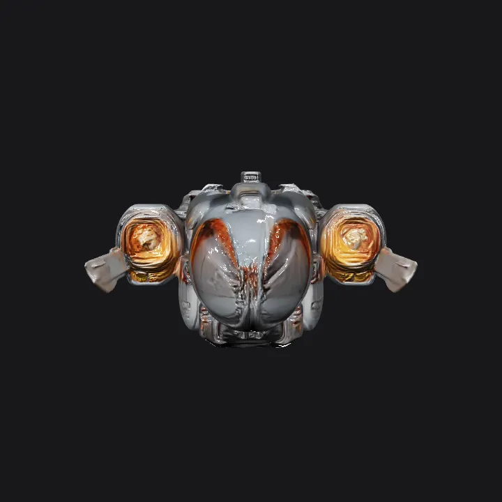 Futuristic sci-fi spaceship with metallic design. sharp edges, complex geometry, game-ready, symmetric geometry.