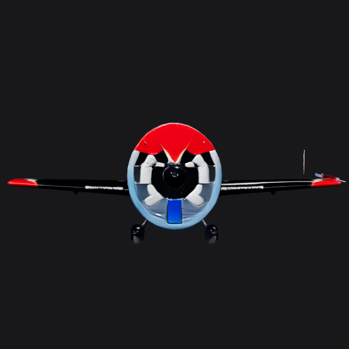 Aerobatic stunt airplane in flight. sharp edges, complex geometry, game-ready, symmetric geometry.