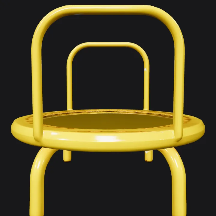 Small yellow trampoline with handles. smooth edges, simple geometry, game-ready, symmetric geometry.