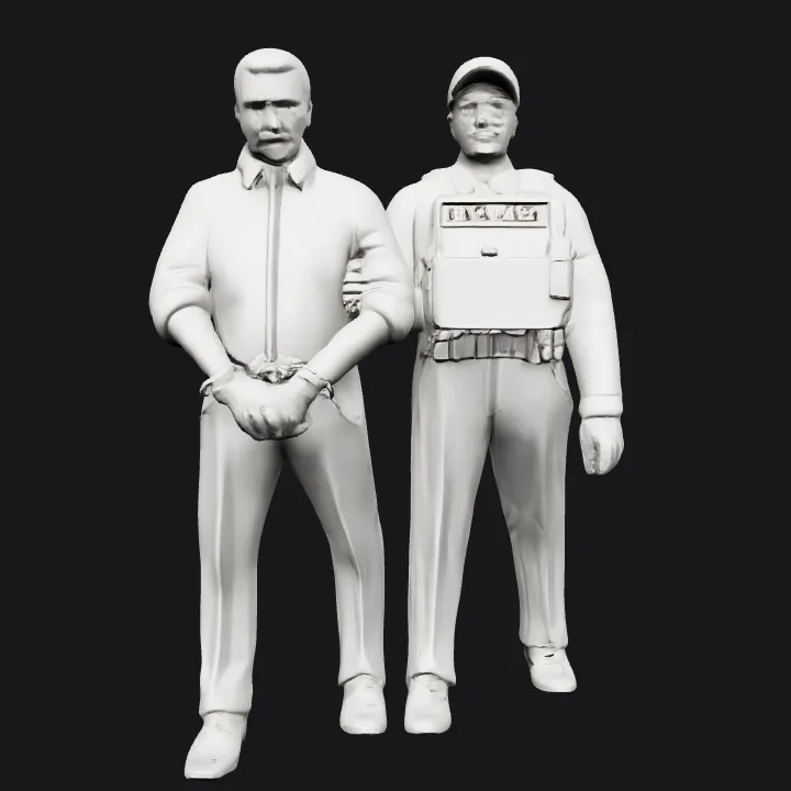 Police officer arresting a person. smooth edges, complex geometry, character.