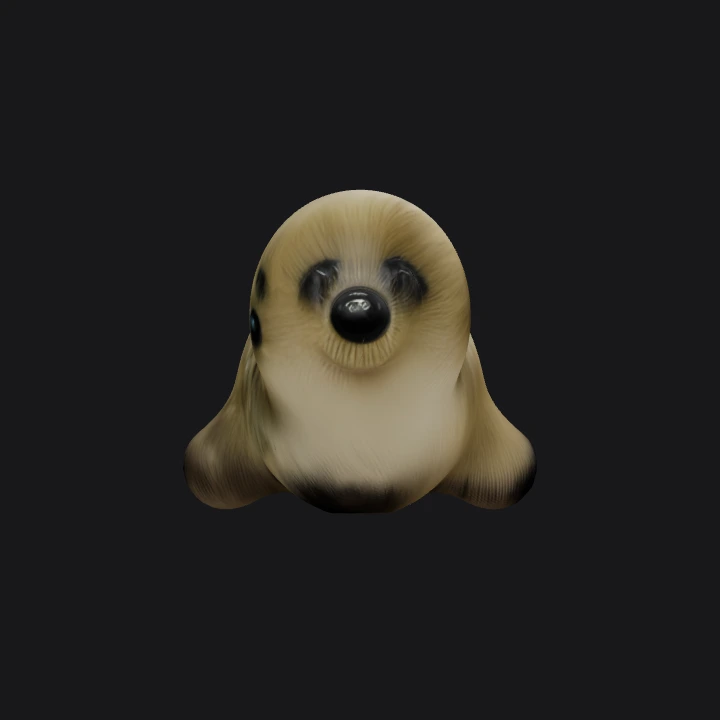 Small plush seal toy. simple geometry, symmetric geometry.