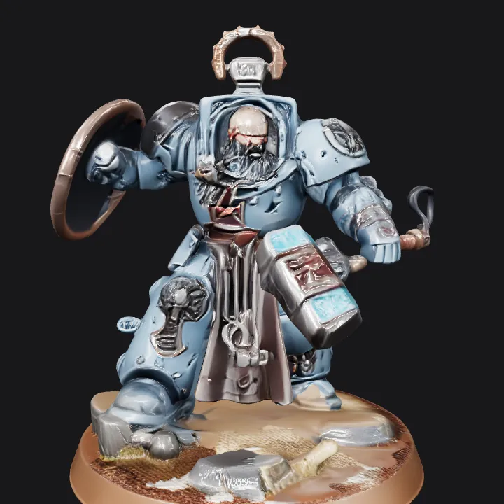 Armored warrior with shield and runic armor. sharp edges, complex geometry, game-ready, character.