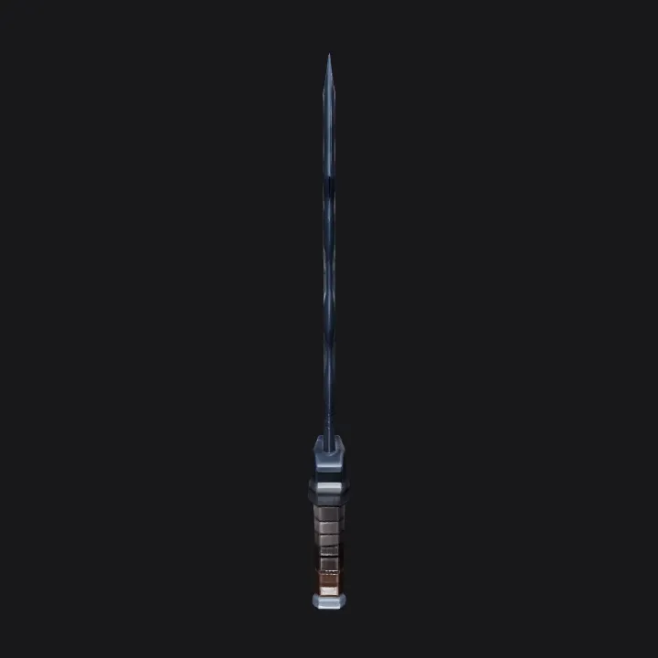 ornate fantasy sword with engraved blade. sharp edges, complex geometry, game-ready.